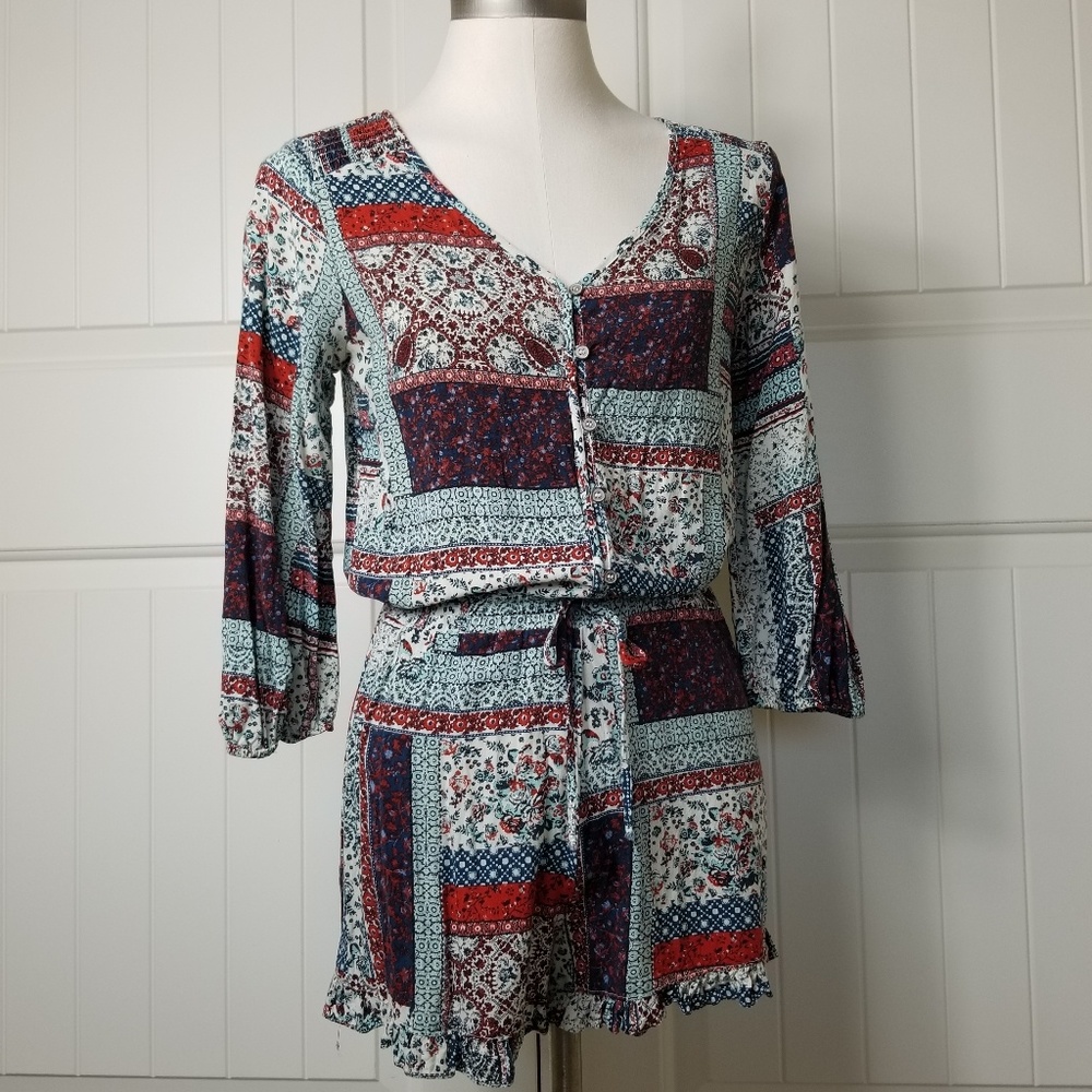 Mossimo Boho Calico Floral Romper S
